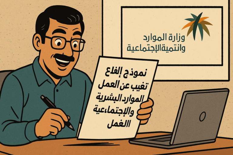 نموذج إلغاء بلاغ تغيب عن العمل عبر وزارة الموارد البشرية والتنمية الاجتماعية