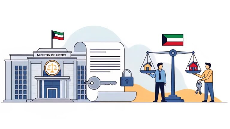 توثيق عقد إيجار سكني بوزارة العدل حقوق المؤجر والمستأجر الكويت