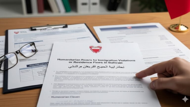 جدولة غرامات إقامة أو مخالفات الهجرة لسبب إنساني مع المستندات البحرين