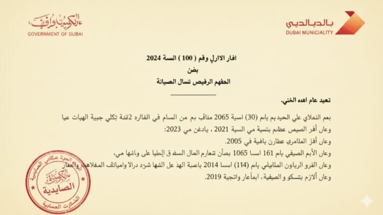 شكوى عقود صيانة مبانٍ لدى بلدية دبي المستندات ومسار المعالجة